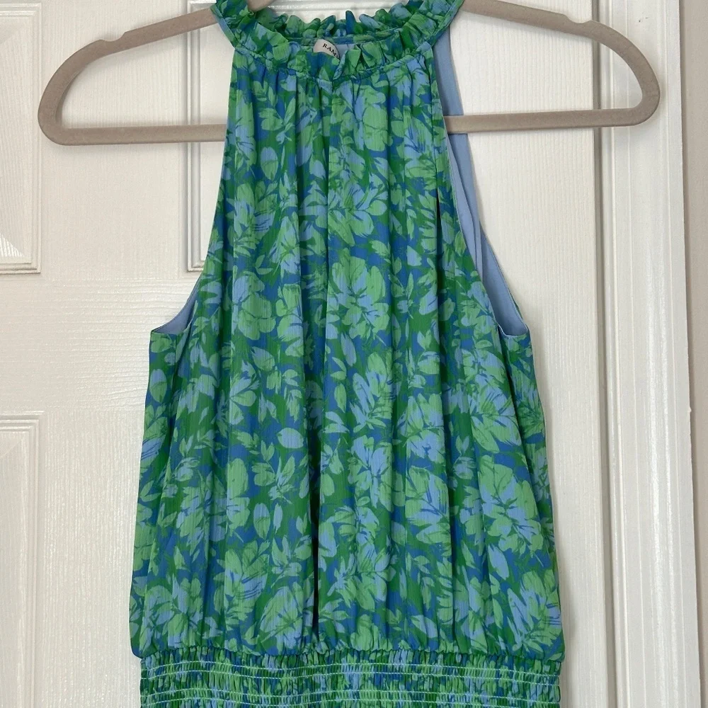 Women Ramy Brook Rylee Ruffle Style Mini Dress Halter Smocked Lined Size 00 - Picture 5 of 10